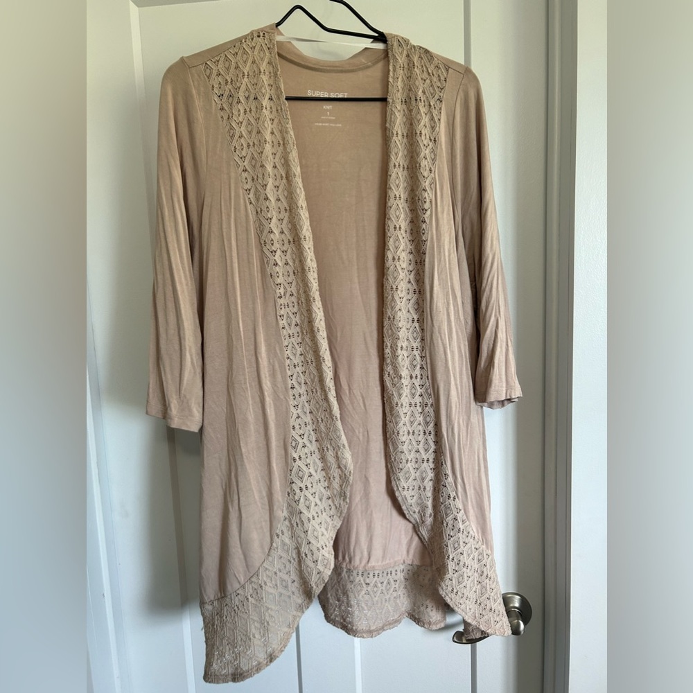 Super Soft Knit Cardigan by Torrid. Size 1. Light tan. Worn 1 time. Like new.